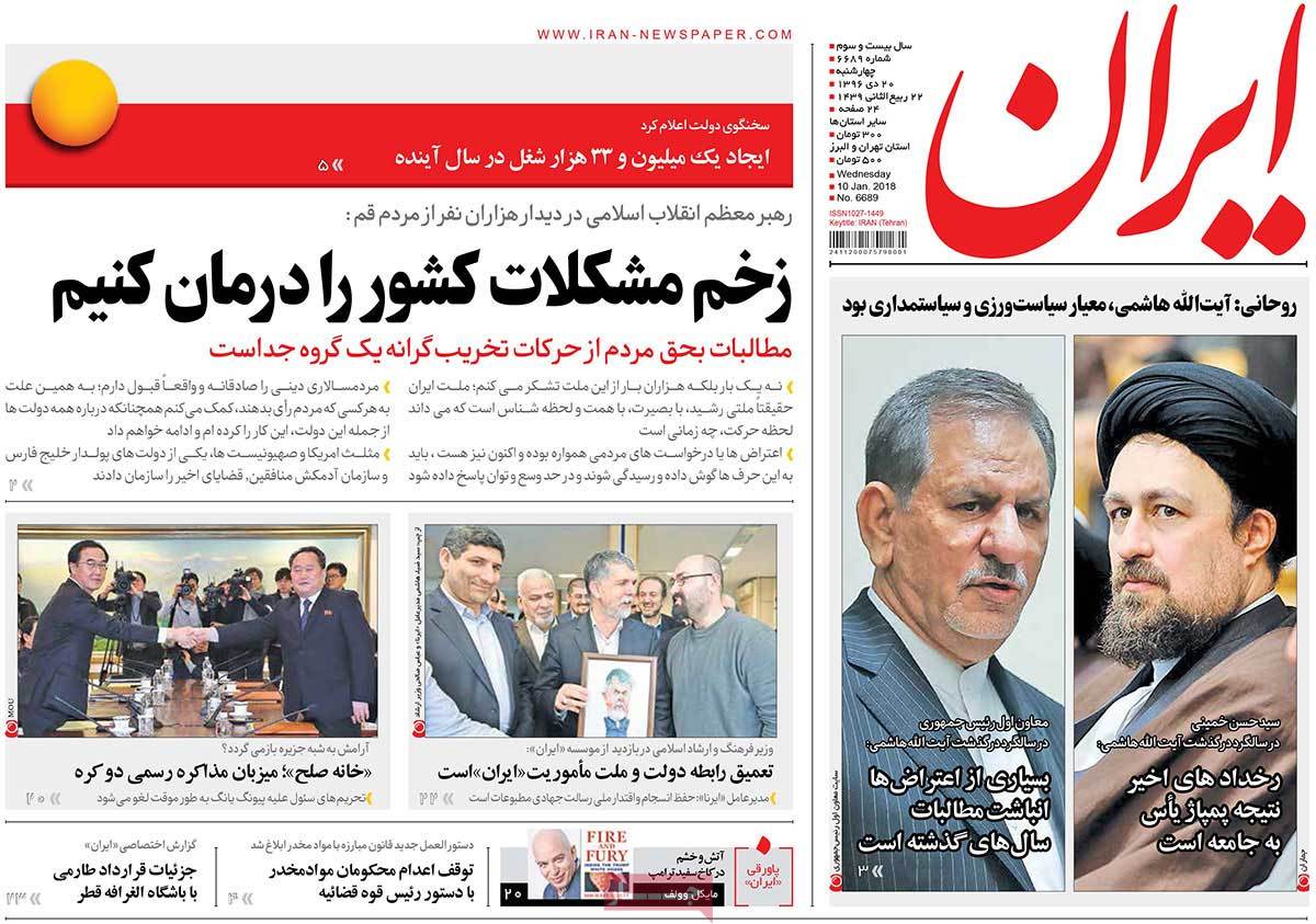 A Look at Iranian Newspaper Front Pages on January 10