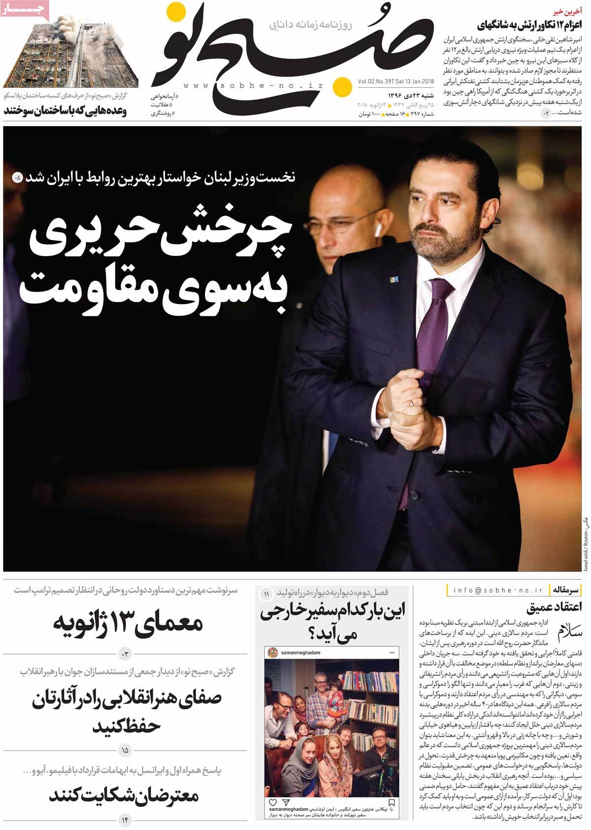 A Look at Iranian Newspaper Front Pages on January 13