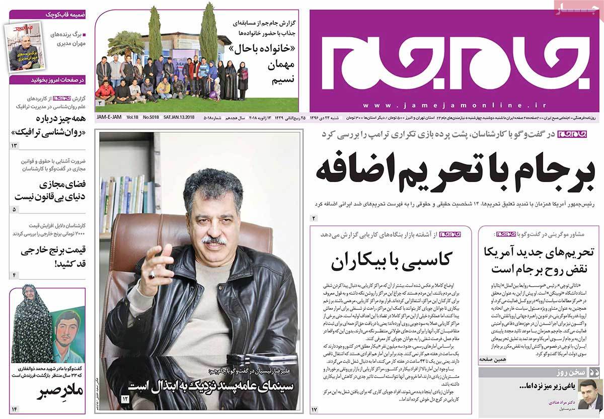 A Look at Iranian Newspaper Front Pages on January 13