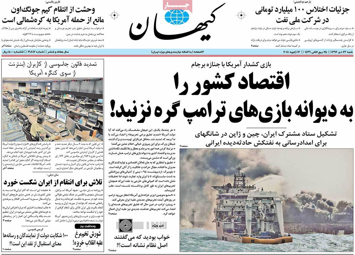 A Look at Iranian Newspaper Front Pages on January 13