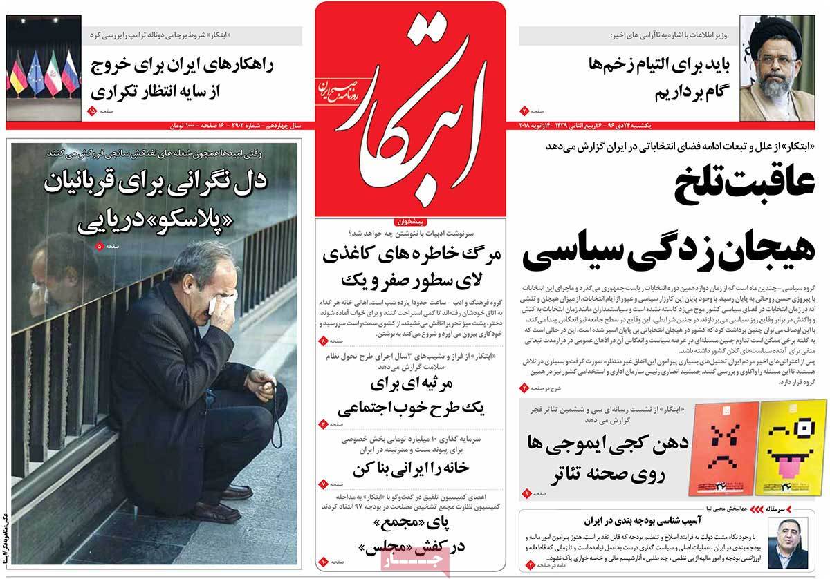 A Look at Iranian Newspaper Front Pages on January 14