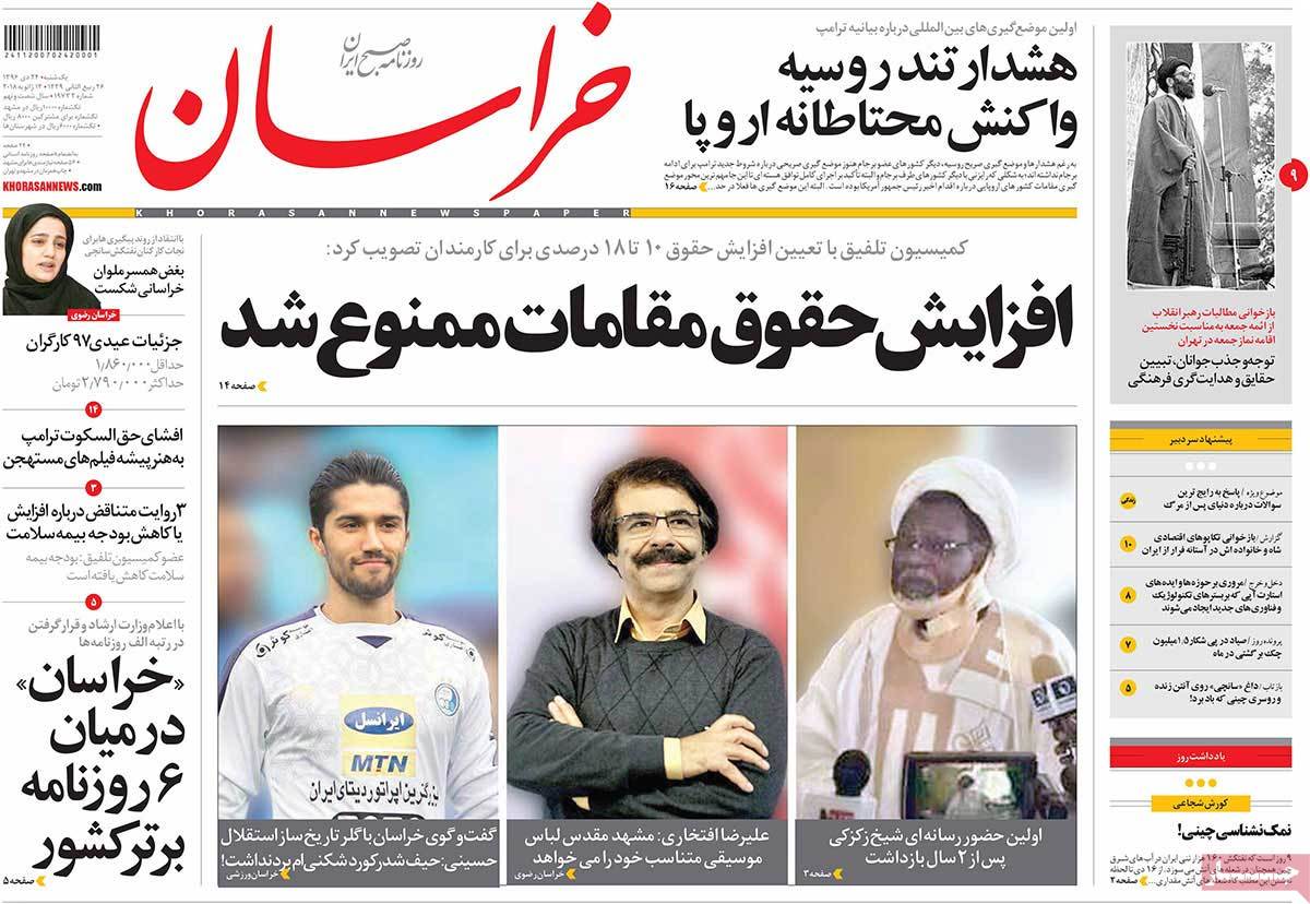 A Look at Iranian Newspaper Front Pages on January 14