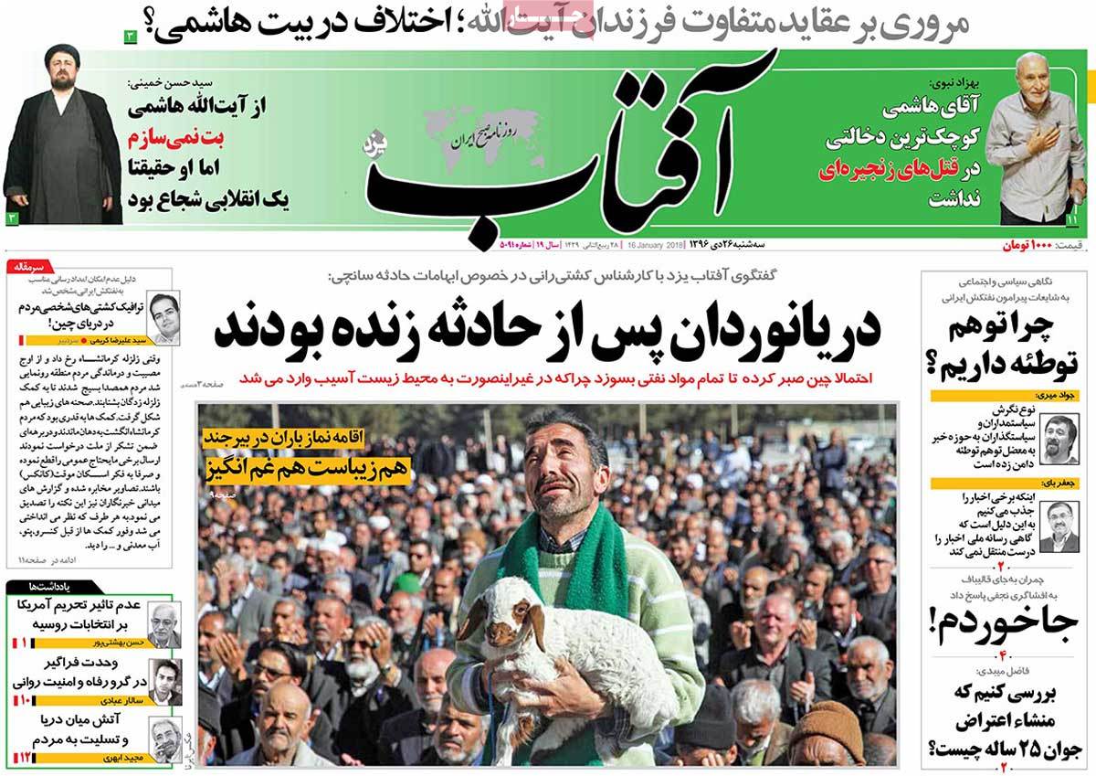 A Look at Iranian Newspaper Front Pages on January 16