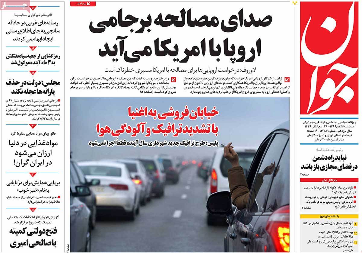 A Look at Iranian Newspaper Front Pages on January 16