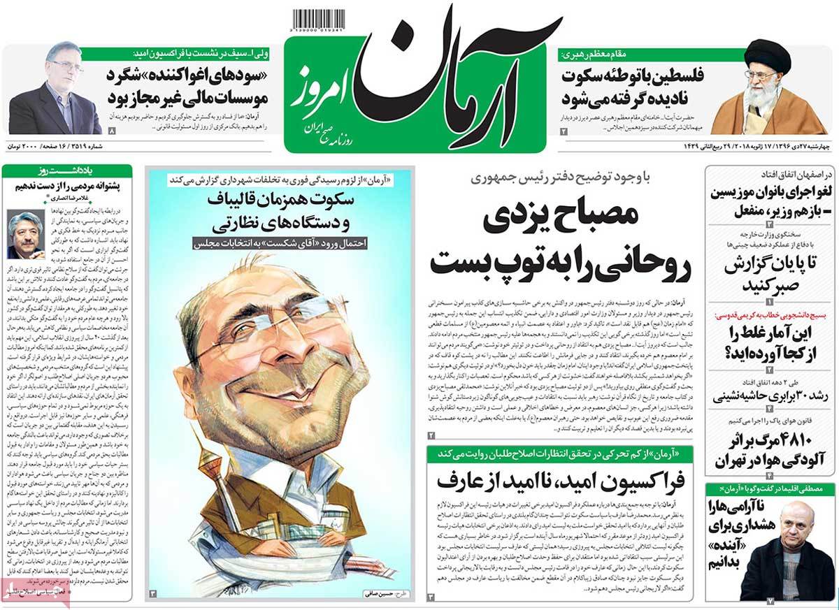 A Look at Iranian Newspaper Front Pages on January 17