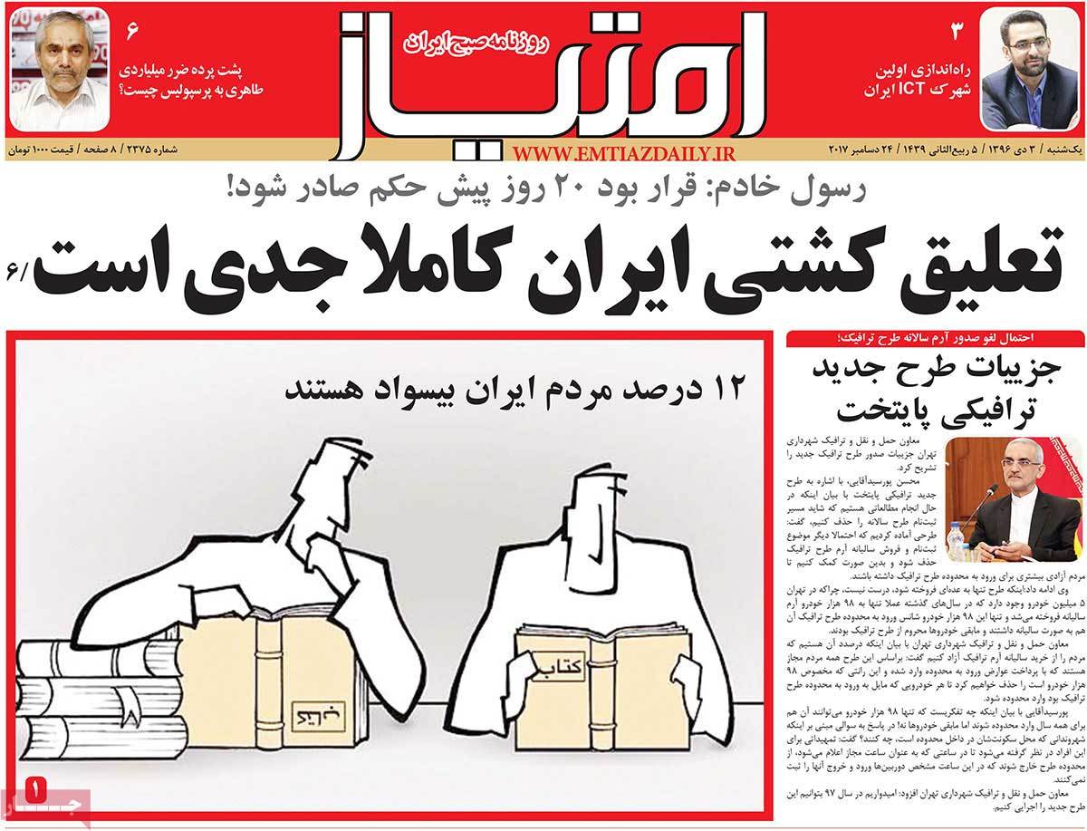 A Look at Iranian Newspaper Front Pages on December 24