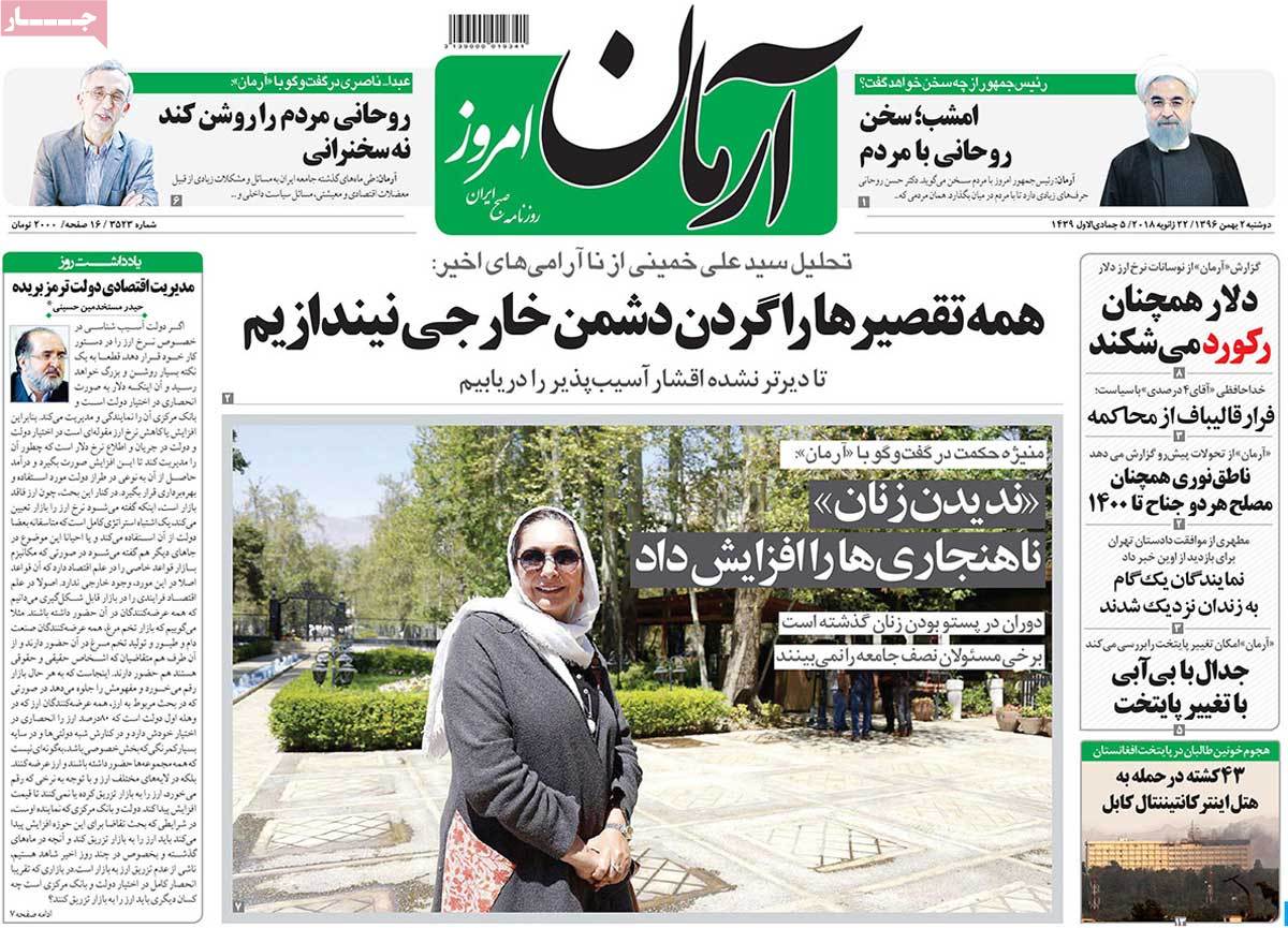 A Look at Iranian Newspaper Front Pages on January 20