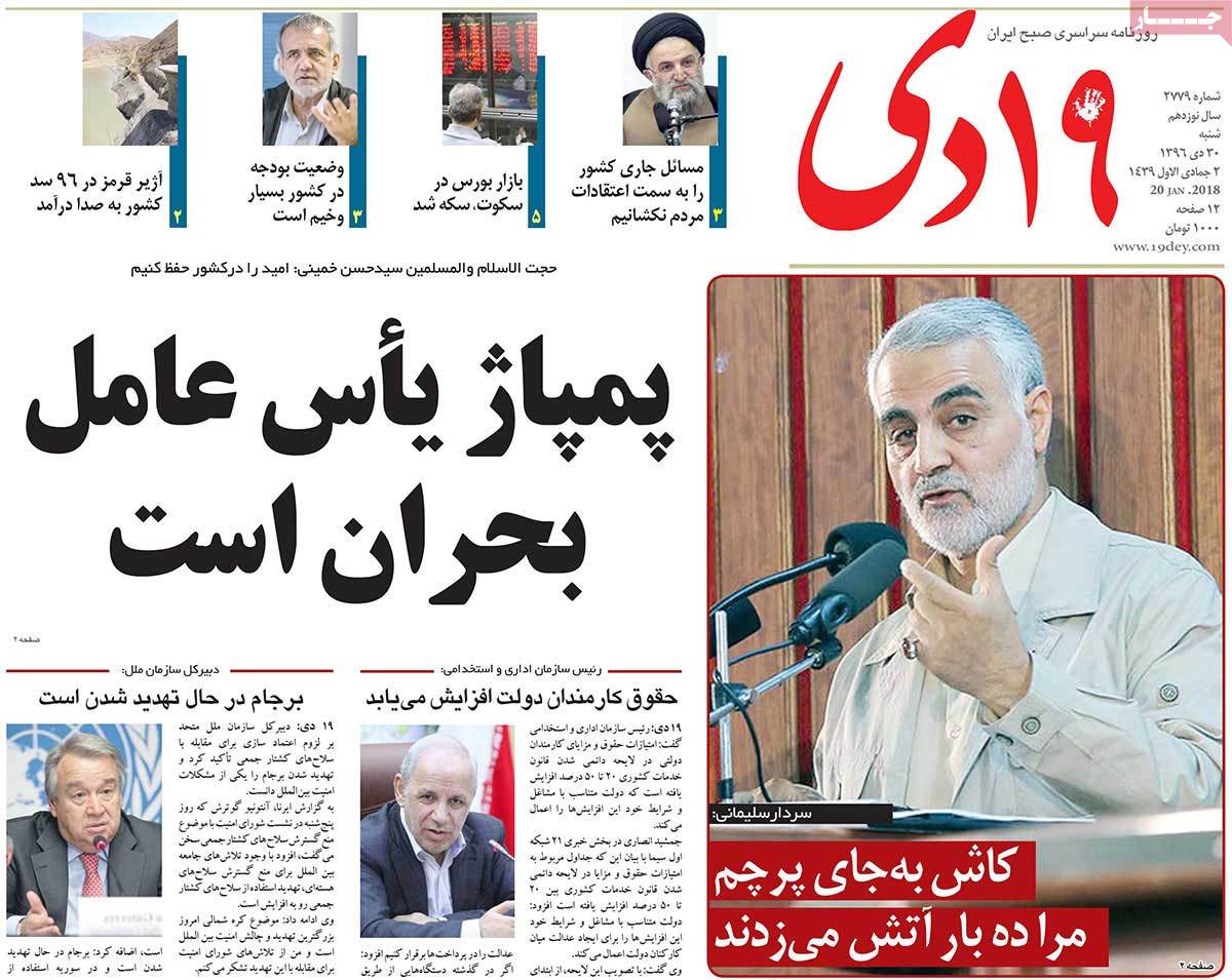 A Look at Iranian Newspaper Front Pages on January 20