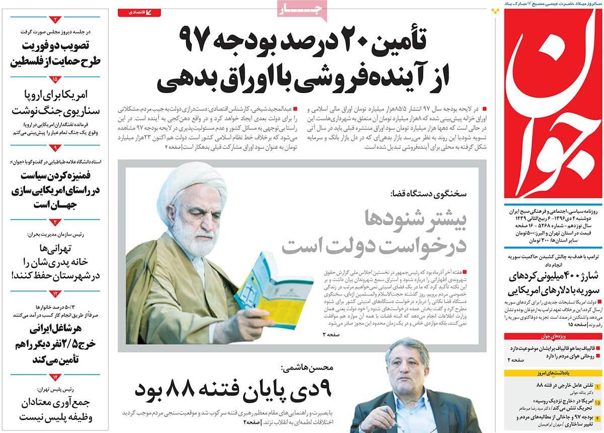 A Look at Iranian Newspaper Front Pages on December 25