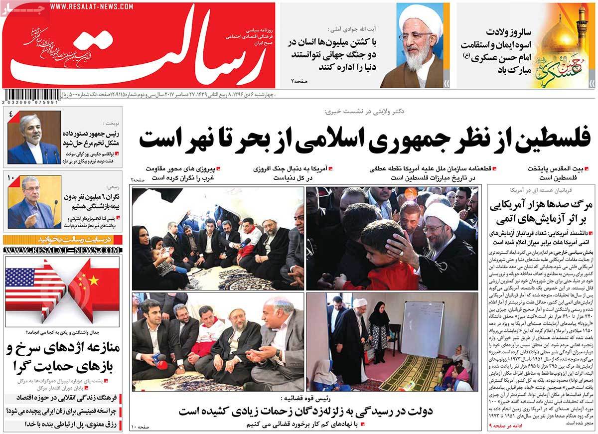 A Look at Iranian Newspaper Front Pages on December 27