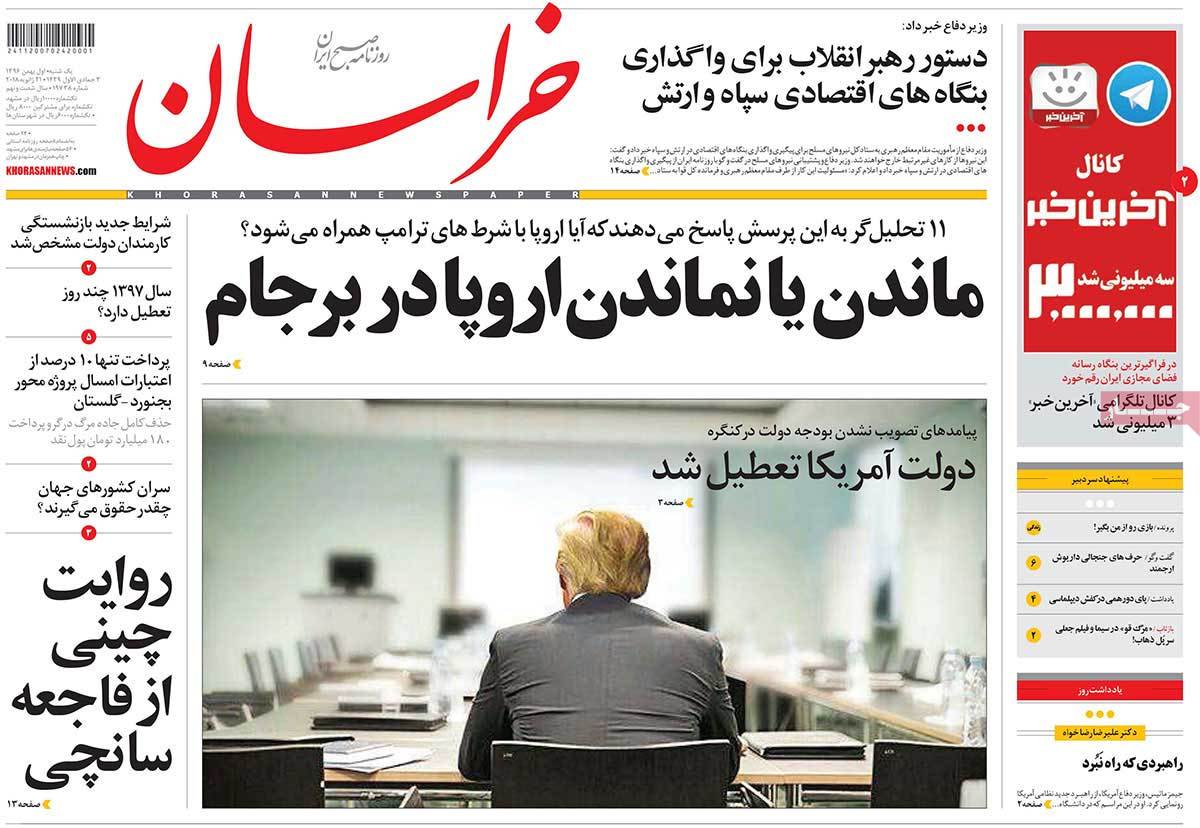 A Look at Iranian Newspaper Front Pages on January 21