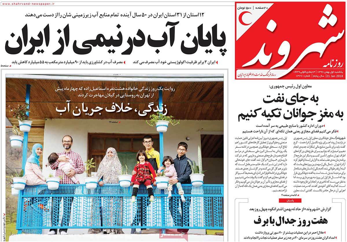 A Look at Iranian Newspaper Front Pages on January 21