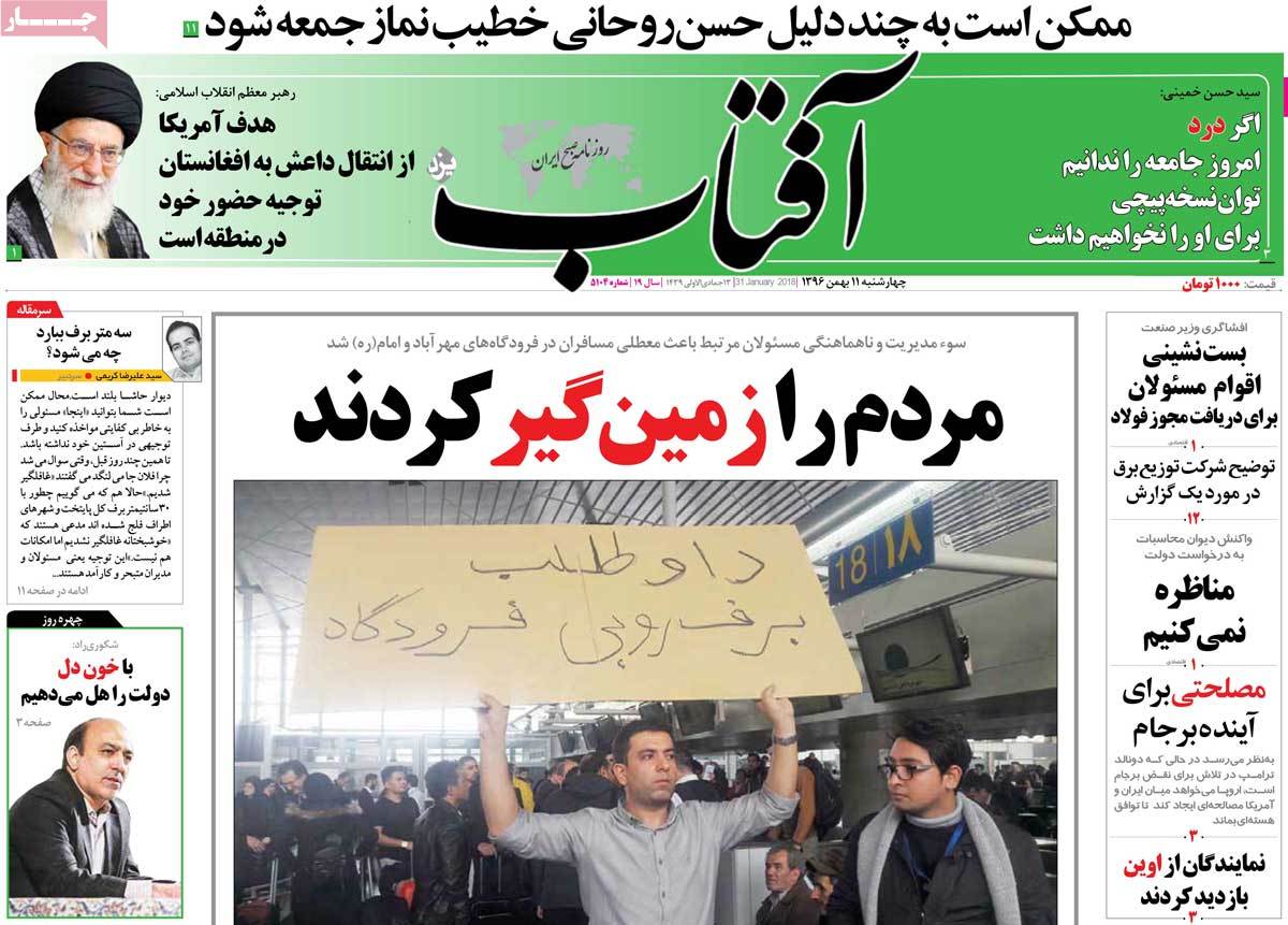 A Look at Iranian Newspaper Front Pages on January 31