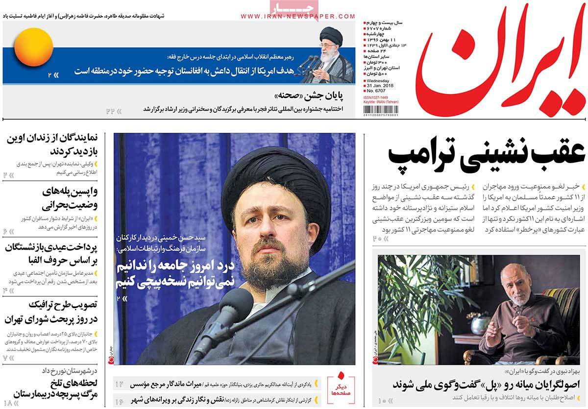 A Look at Iranian Newspaper Front Pages on January 31