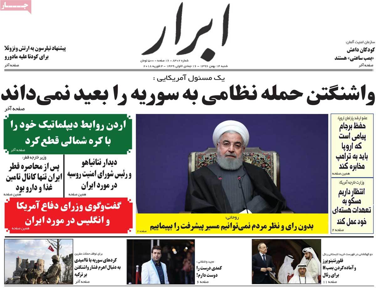 A Look at Iranian Newspaper Front Pages on February 3