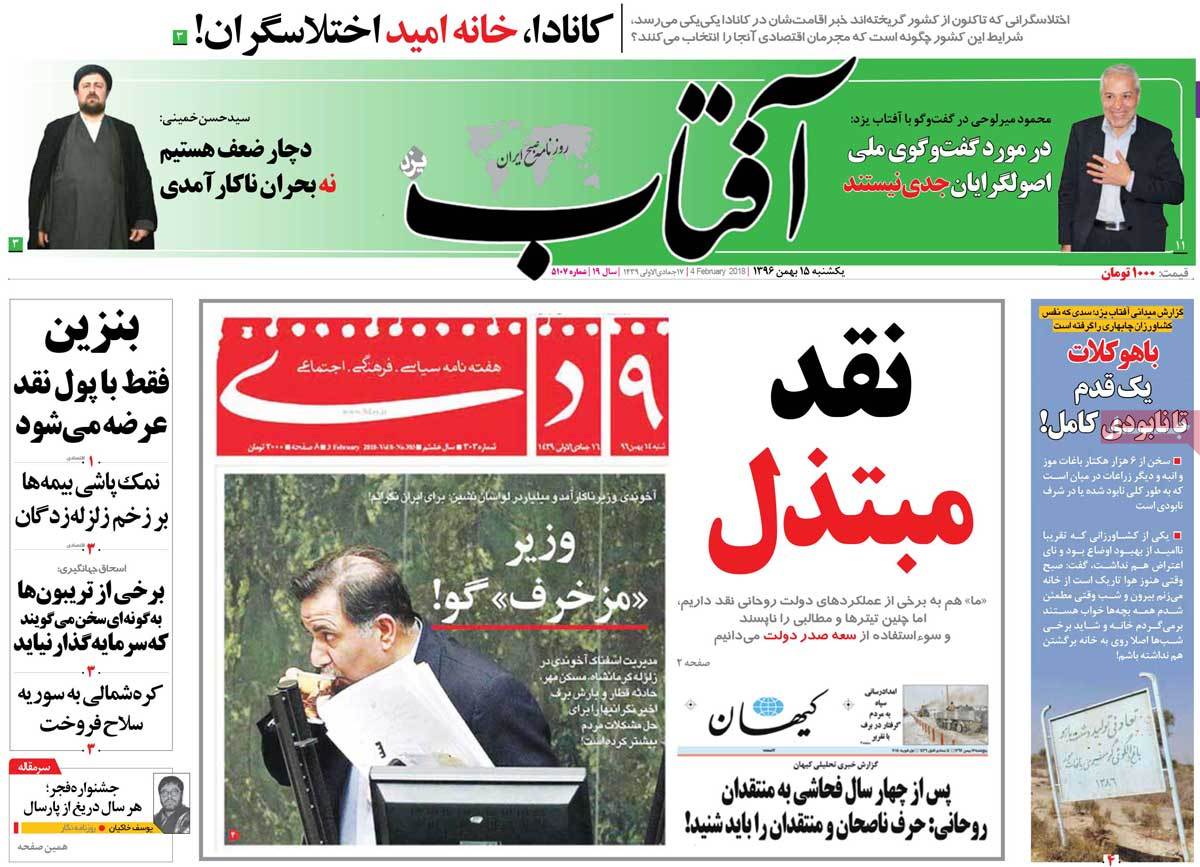 A Look at Iranian Newspaper Front Pages on February 4