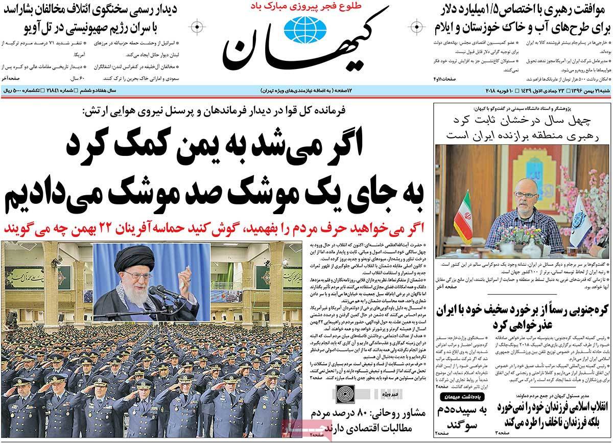 A Look at Iranian Newspaper Front Pages on February 10