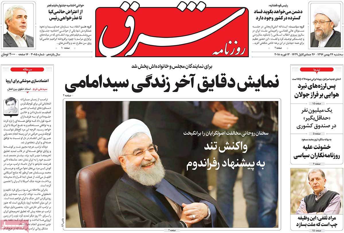 A Look at Iranian Newspaper Front Pages on February 13