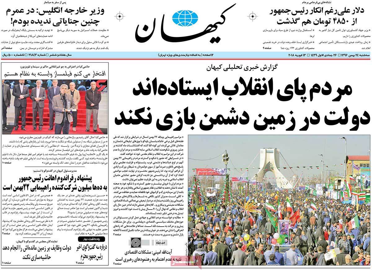 A Look at Iranian Newspaper Front Pages on February 13