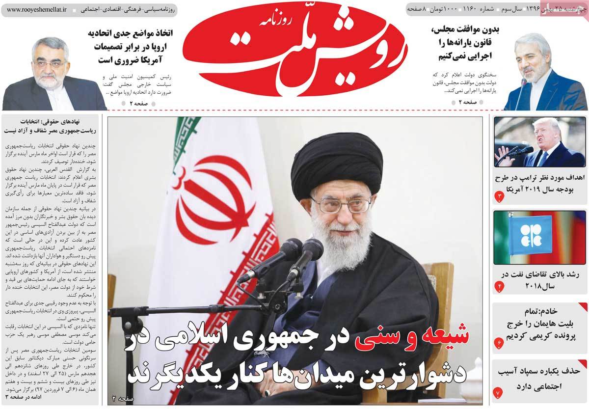 A Look at Iranian Newspaper Front Pages on February 14