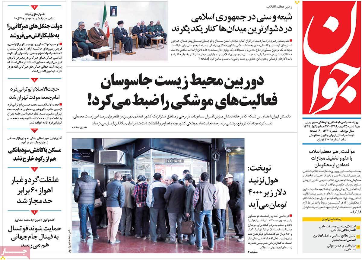 A Look at Iranian Newspaper Front Pages on February 14