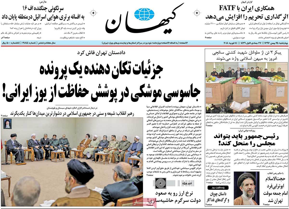 A Look at Iranian Newspaper Front Pages on February 14