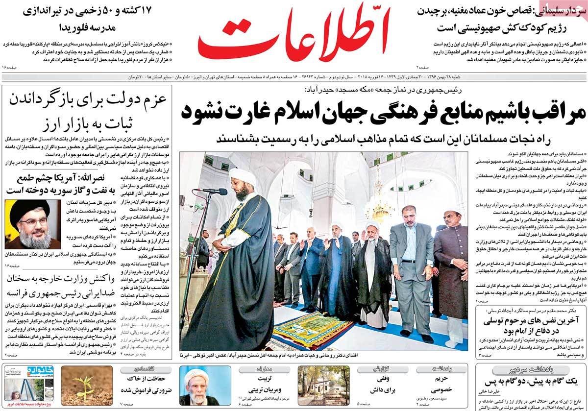 A Look at Iranian Newspaper Front Pages on February 17