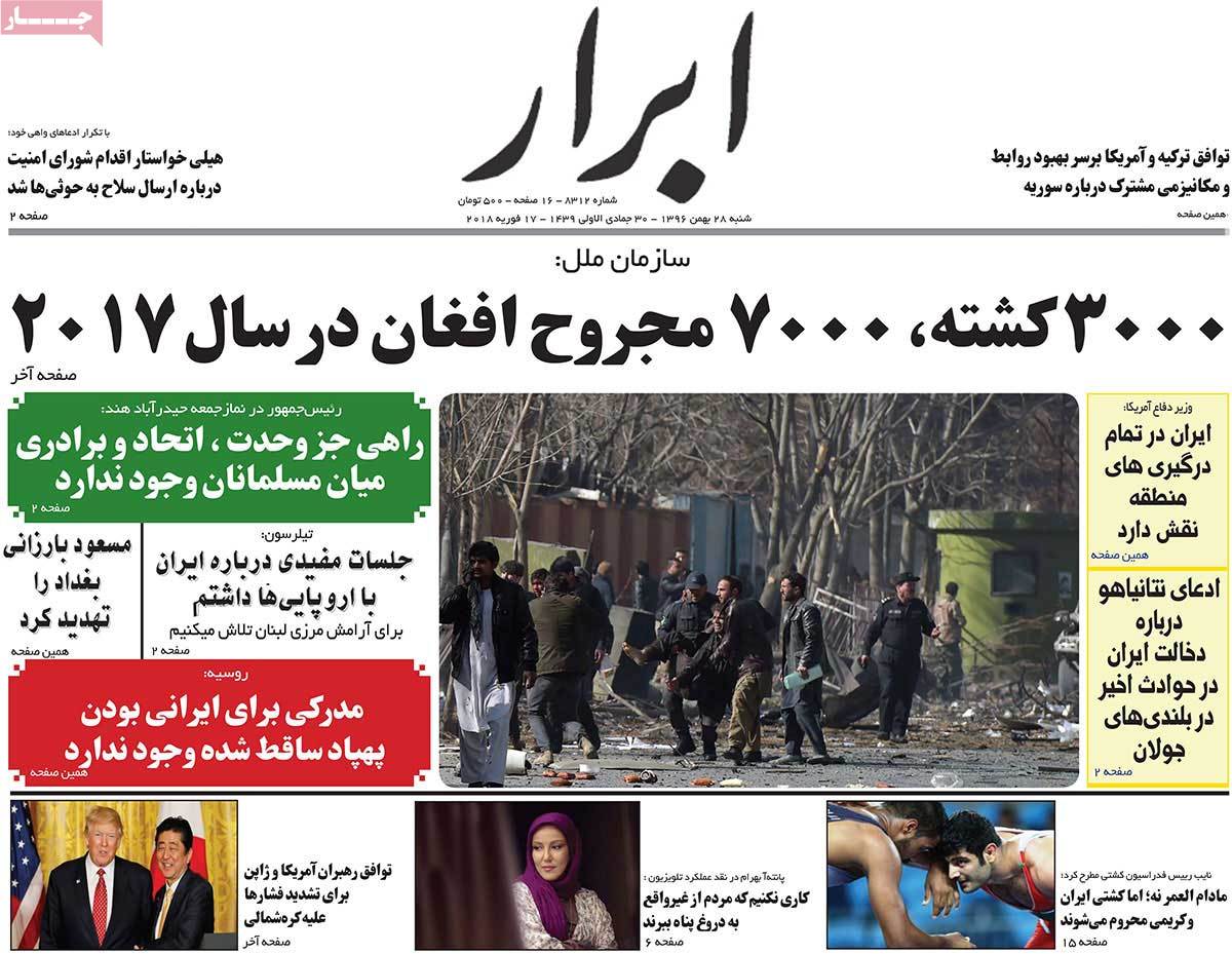 A Look at Iranian Newspaper Front Pages on February 17