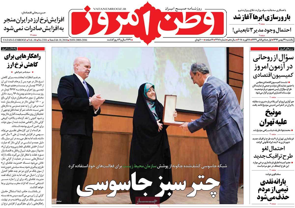 A Look at Iranian Newspaper Front Pages on February 18