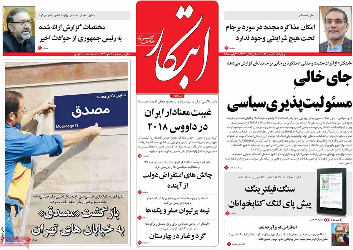 A Look at Iranian Newspaper Front Pages on January 24