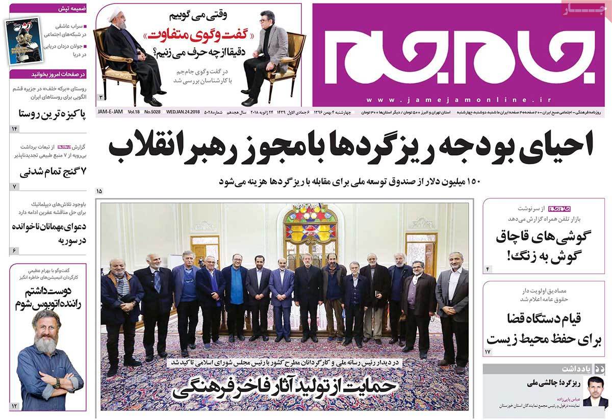 A Look at Iranian Newspaper Front Pages on January 24