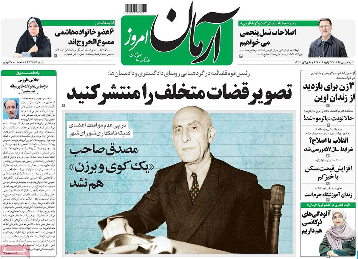 A Look at Iranian Newspaper Front Pages on January 27