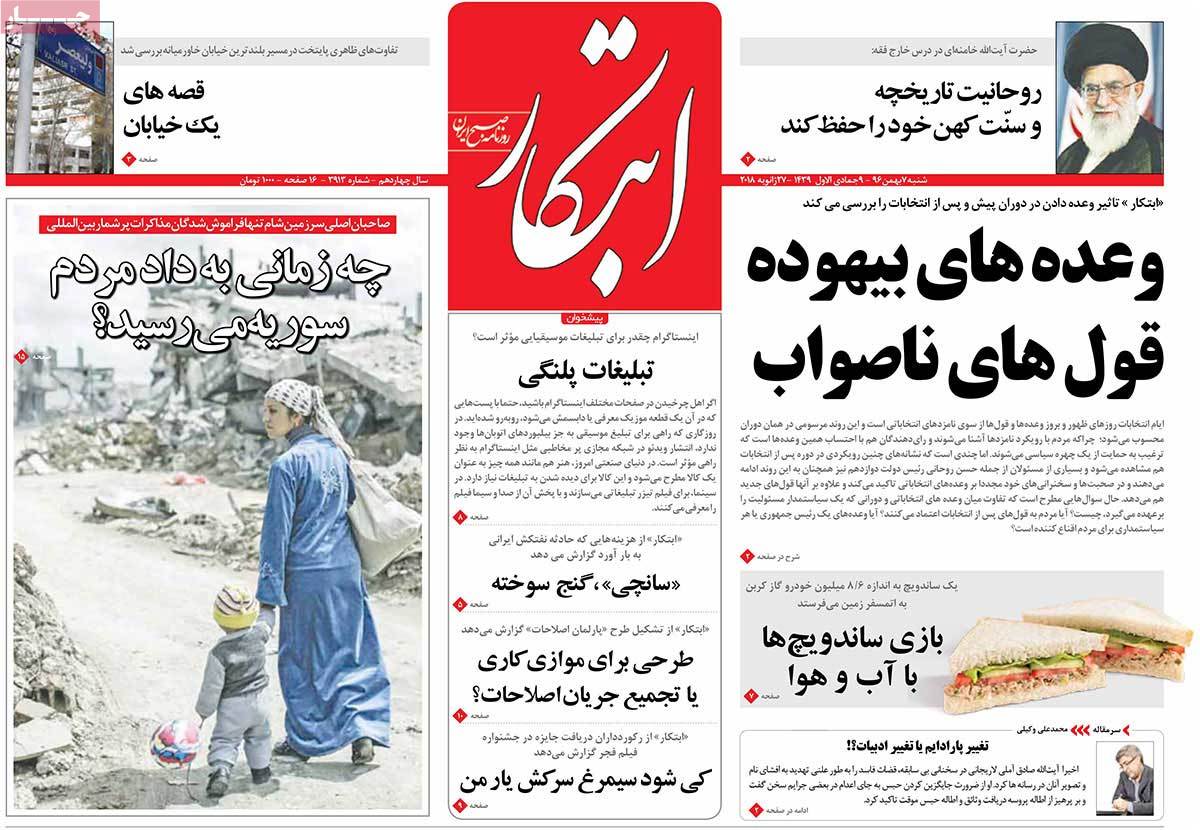 A Look at Iranian Newspaper Front Pages on January 27