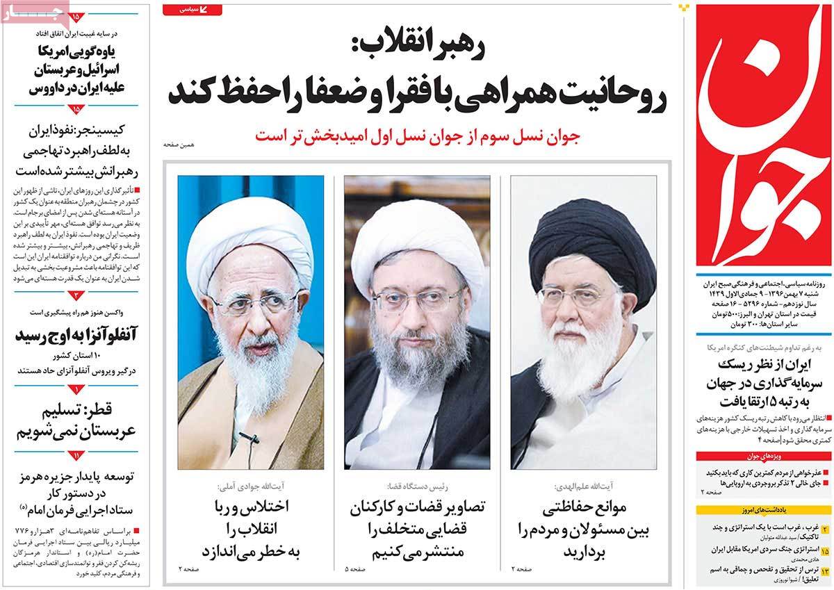 A Look at Iranian Newspaper Front Pages on January 27