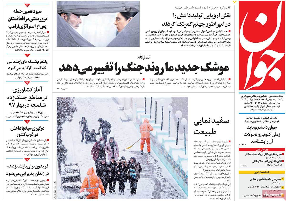 A Look at Iranian Newspaper Front Pages on January 28