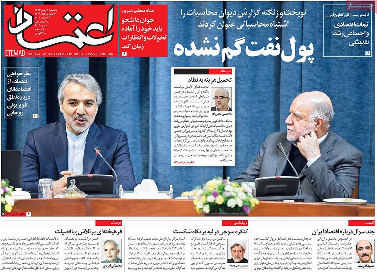 A Look at Iranian Newspaper Front Pages on January 28