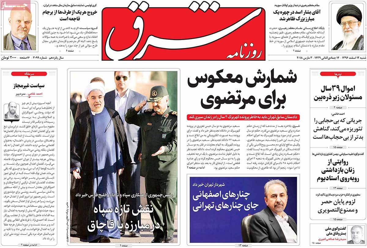 A Look at Iranian Newspaper Front Pages on March 3