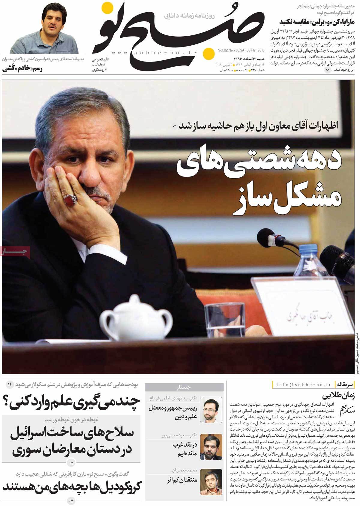 A Look at Iranian Newspaper Front Pages on March 3