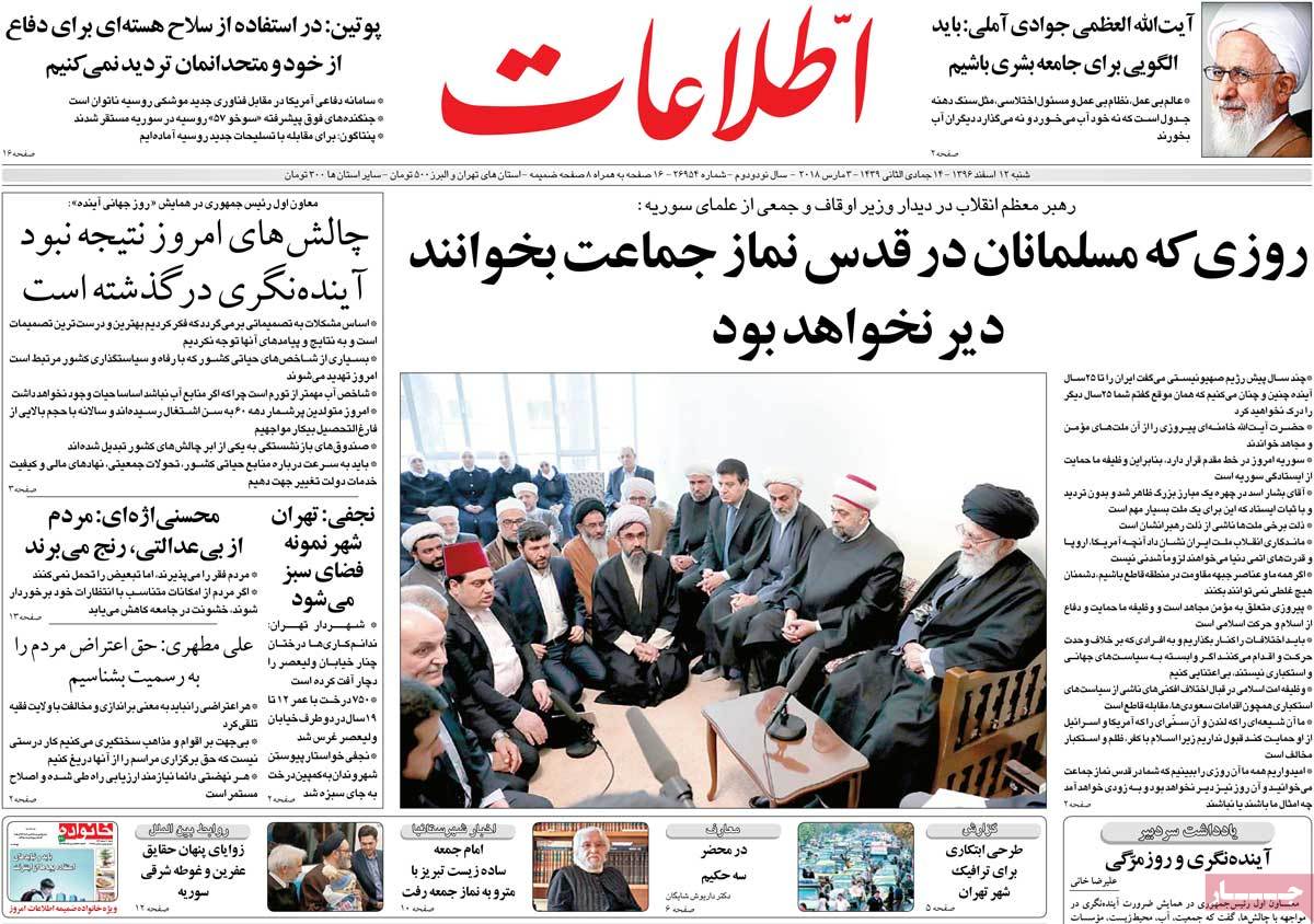 A Look at Iranian Newspaper Front Pages on March 3