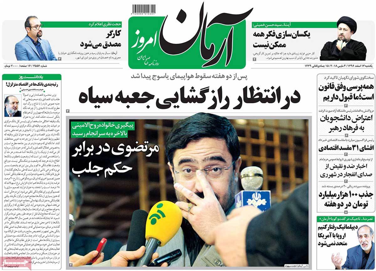 A Look at Iranian Newspaper Front Pages on March 4