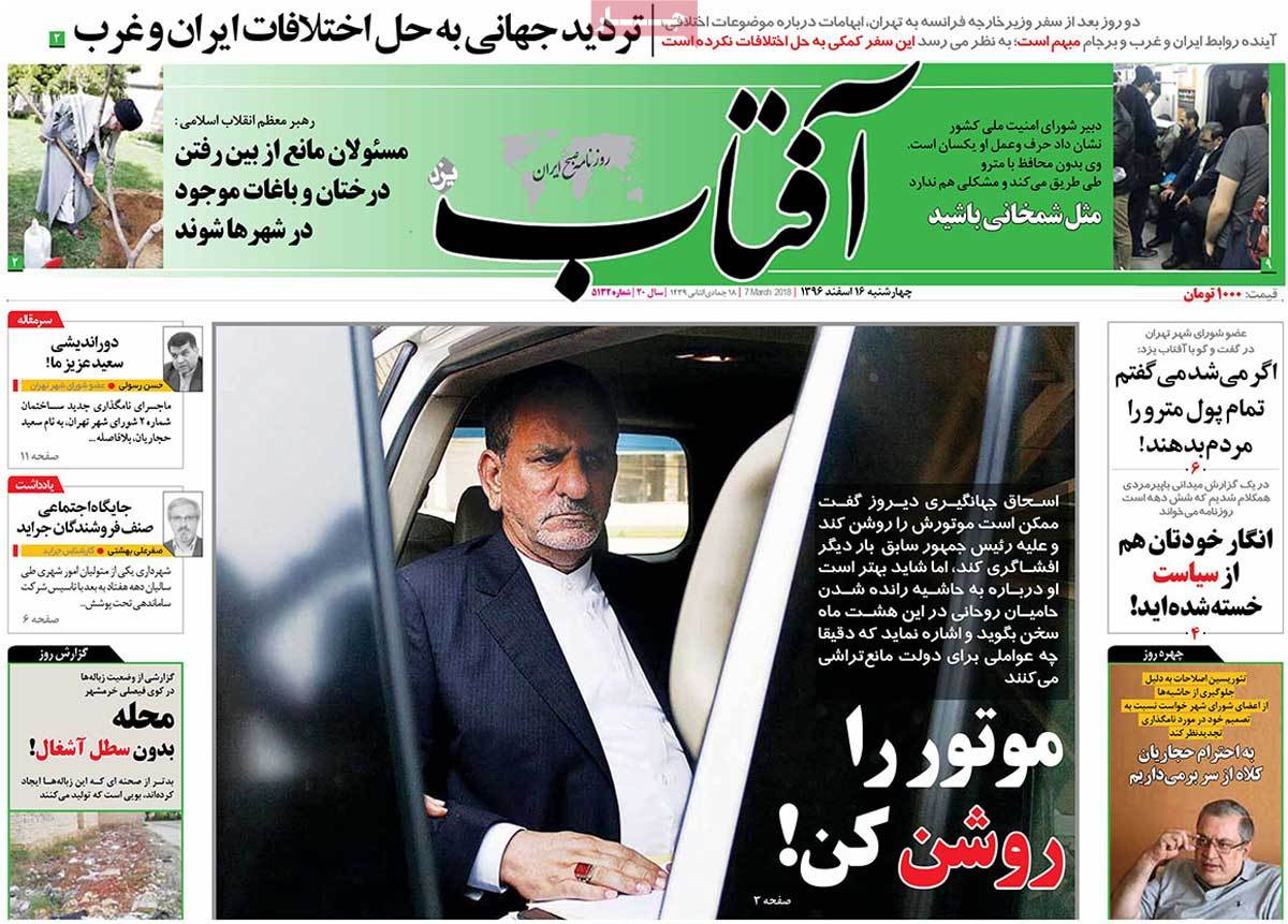 A Look at Iranian Newspaper Front Pages on March 7