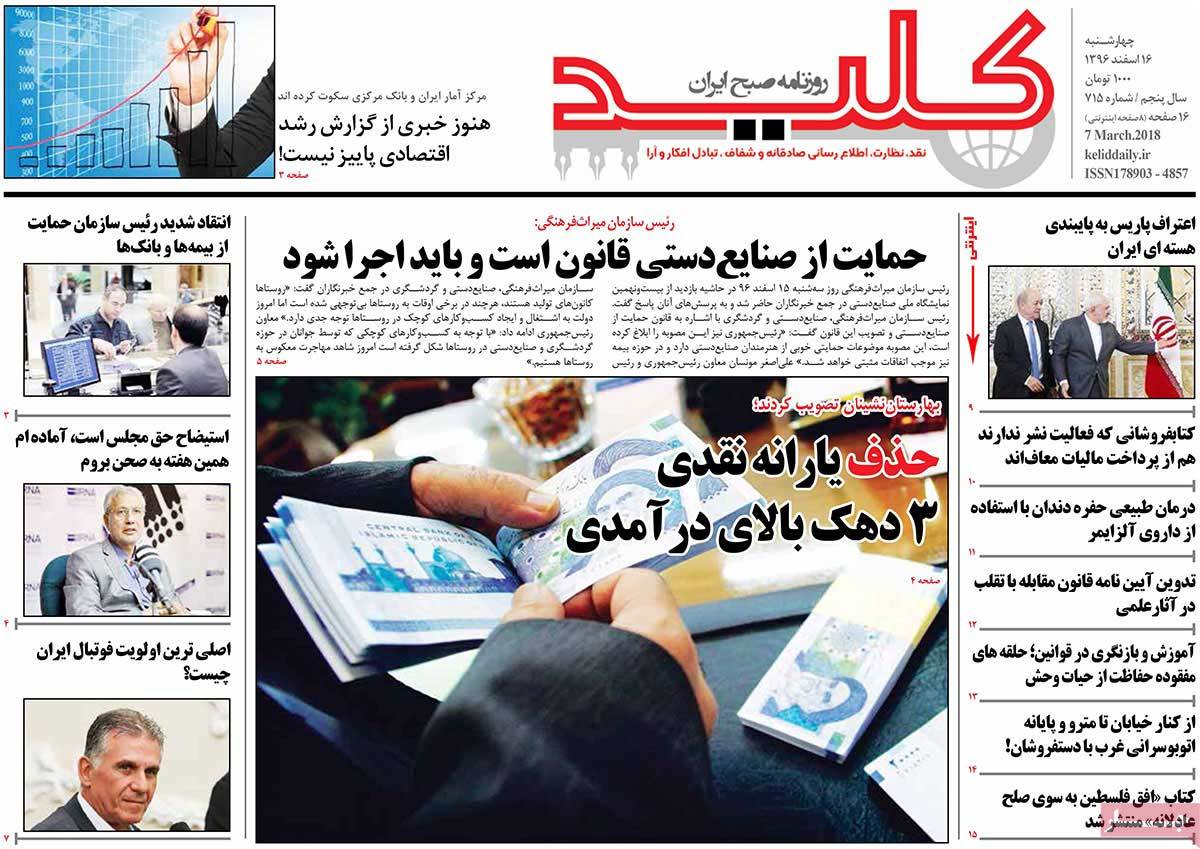 A Look at Iranian Newspaper Front Pages on March 7