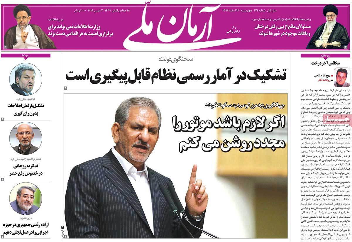 A Look at Iranian Newspaper Front Pages on March 7