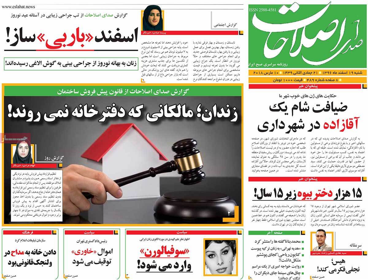 A Look at Iranian Newspaper Front Pages on March 10