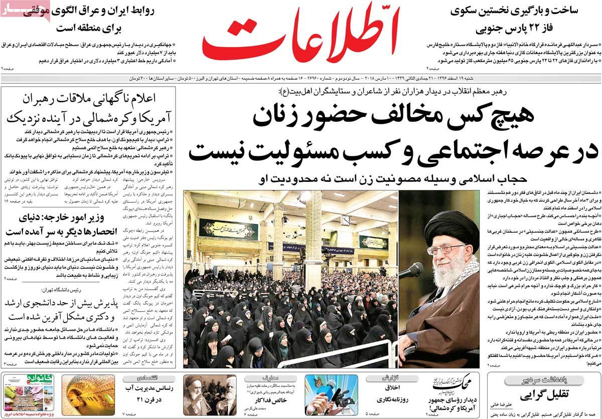 A Look at Iranian Newspaper Front Pages on March 10