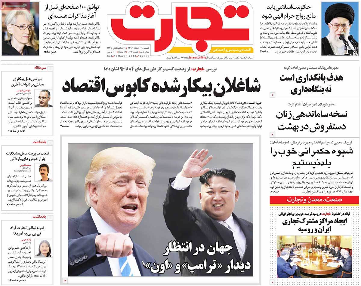 A Look at Iranian Newspaper Front Pages on March 10