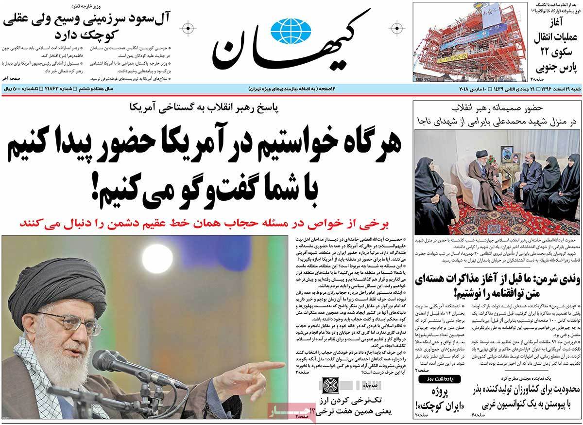 A Look at Iranian Newspaper Front Pages on March 10