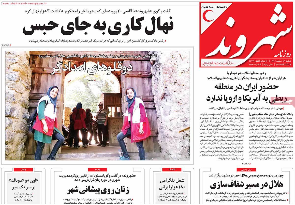 A Look at Iranian Newspaper Front Pages on March 10