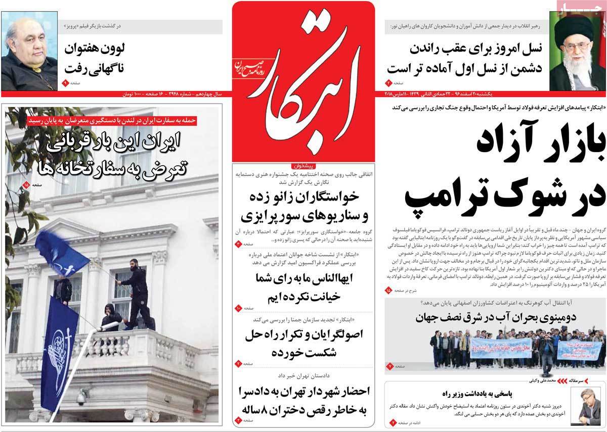 A Look at Iranian Newspaper Front Pages on March 11