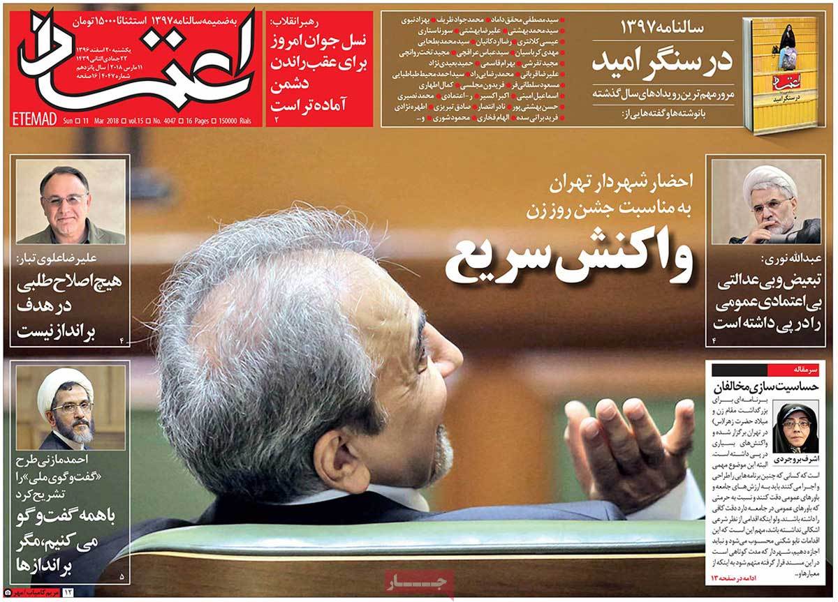 A Look at Iranian Newspaper Front Pages on March 11